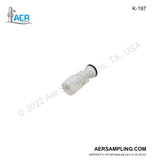 Aer Sampling product image K-197 S13/5 ball to 1/4 inch tube, PTFE ball joint adapter kit viewed from left head top