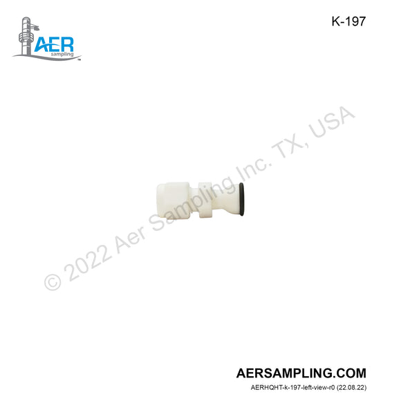 Aer Sampling product image K-197 S13/5 ball to 1/4 inch tube, PTFE ball joint adapter kit viewed from left