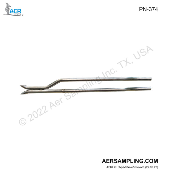 Aer Sampling product image PN-374 extended 320 offset s type pitot tube tip viewed from left