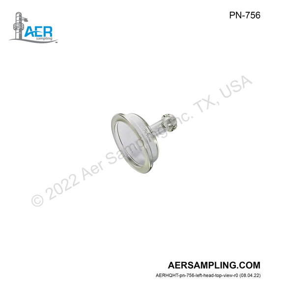 Aer Sampling product image PN-756 filter holder glass 3-inch outlet viewed from left head top
