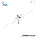 Aer Sampling product image PN-841 Flask Valve with 3-Way PTFE Stopcock viewed from left head top