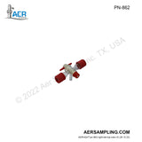 Aer Sampling product image PN-862 3-Way PTFE Stopcock viewed from right tail top
